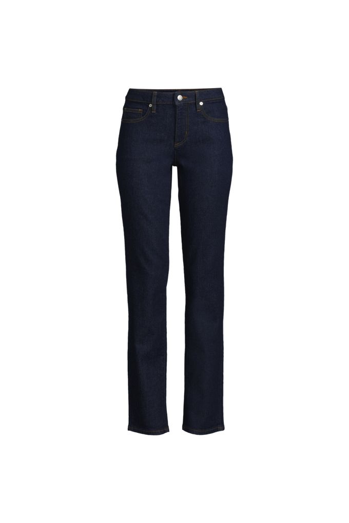 Lands' End Women's Plus Size Denim Mid Rise Boyfriend Jeans In Blue