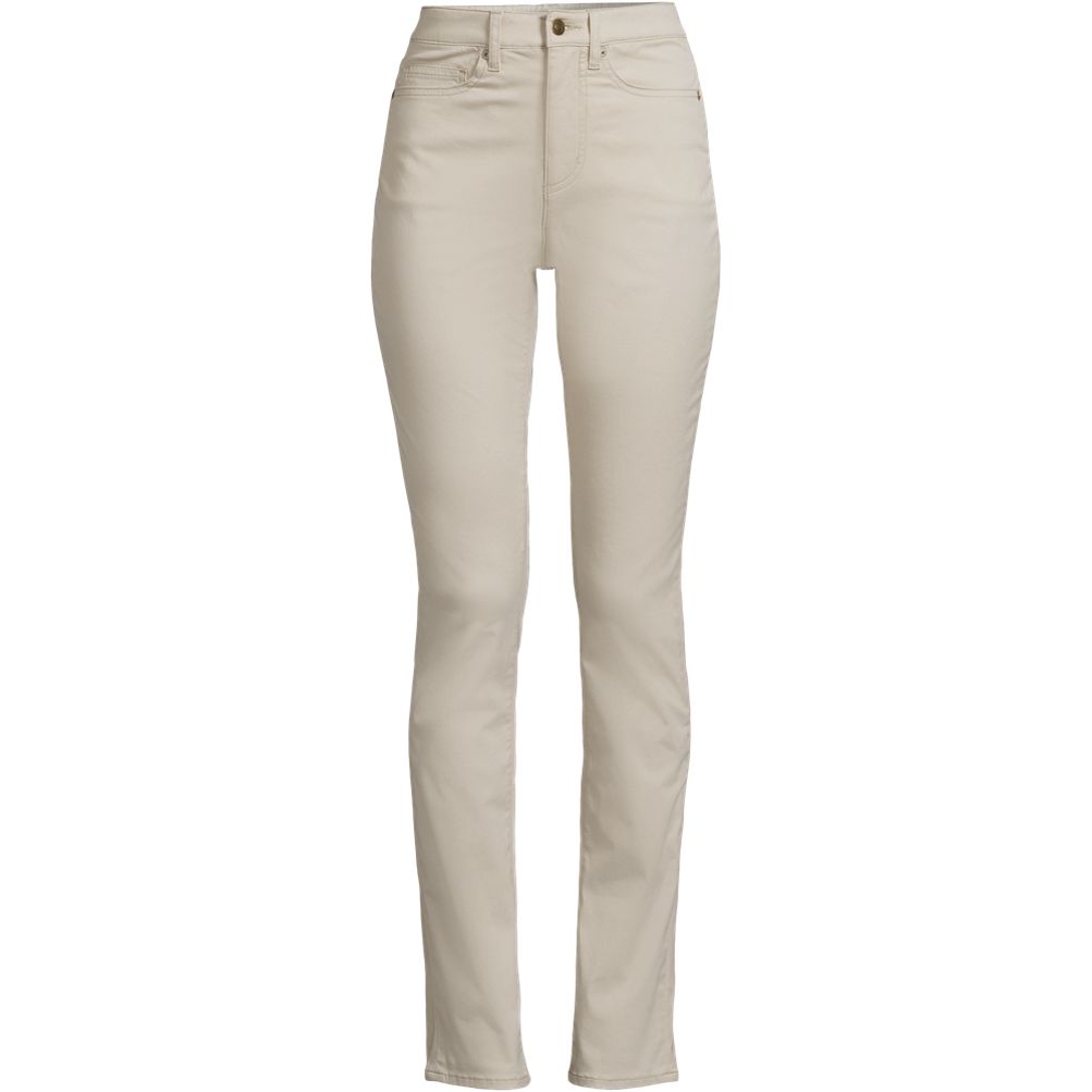 Cream high waisted flat-front stretch Trousers