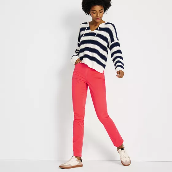 Women's High Rise Slimming 5 Pocket Chino Slim Leg Pants - primary