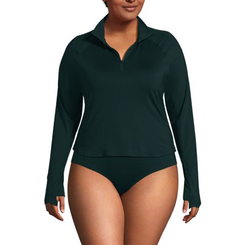 Women's Plus Size Long Sleeve Rash Guard Cover-up UPF 50, Front