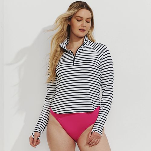 Women's Plus Size Long Sleeve Rash Guard Cover-up UPF 50, Front
