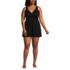 Women's Plus Size SlenderSuit V-neck Wrap Swim Dress One Piece Swimsuit, Front