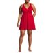 Women's Plus Size SlenderSuit V-neck Wrap Swim Dress One Piece Swimsuit, Front