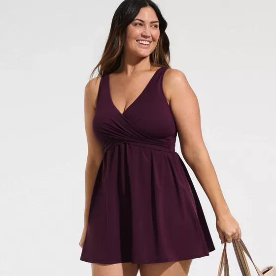Women's Plus Size New SlenderSuit Wrap Swim Dress Swimsuit - primary