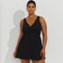 Women's SlenderSuit V-neck Wrap Swim Dress One Piece Swimsuit, Front