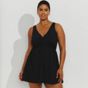 Women's Slender Suit Wrap Mini Swim Dress One Piece Swimsuit