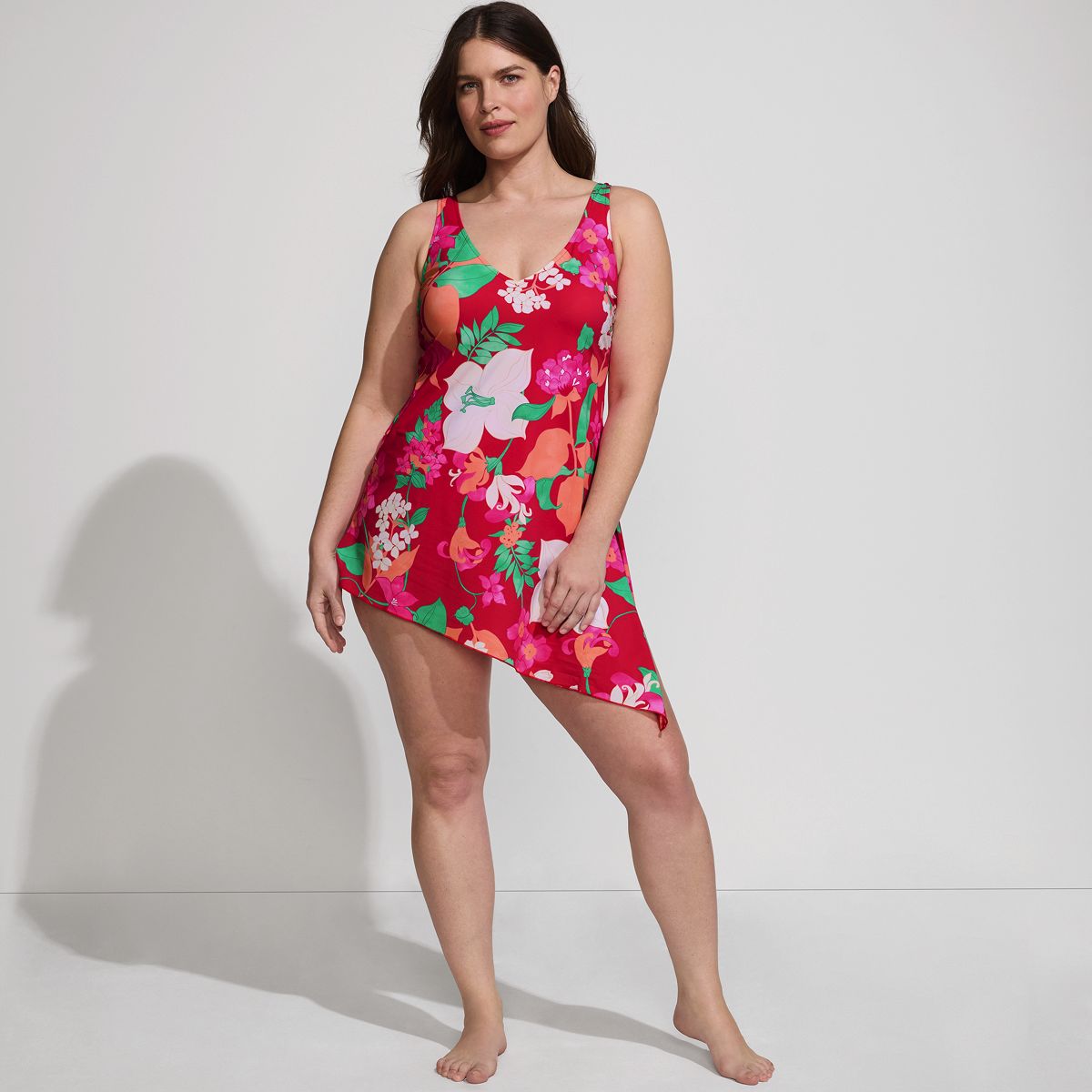 Women's Slender Suit V-neck Fauxkini One Piece Swimsuit Adjustable Straps