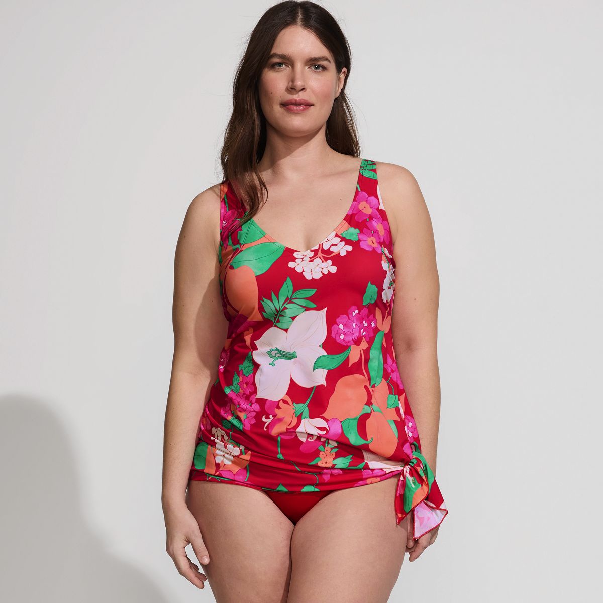 Women's Slender Suit V-neck Fauxkini One Piece Swimsuit Adjustable Straps