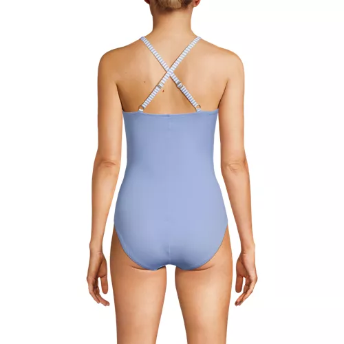 Women's New SlenderSuit Pleated Low Leg One Piece Swimsuit, Back