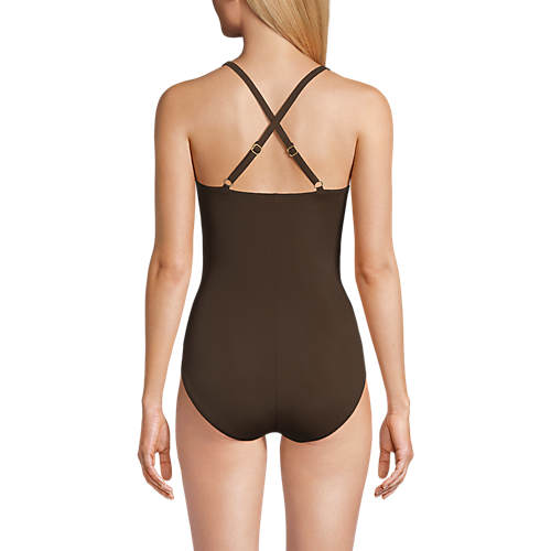 Women's Slender Suit Pleated X-back One Piece Swimsuit - Secondary