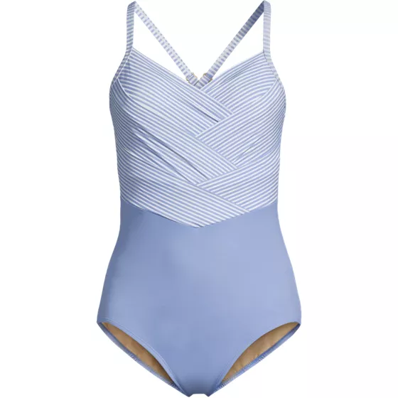 Women's New SlenderSuit Pleated Low Leg One Piece Swimsuit - primary