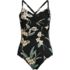 Women's Slender Suit Pleated Low Leg One Piece Swimsuit, Front