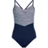 Women's Long Torso New SlenderSuit Pleated Low Leg One Piece Swimsuit, Front