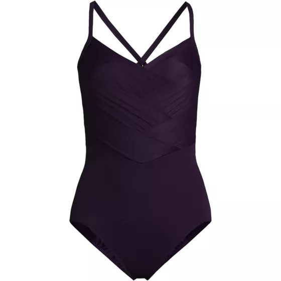 Women's New SlenderSuit Pleated Low Leg One Piece Swimsuit - primary
