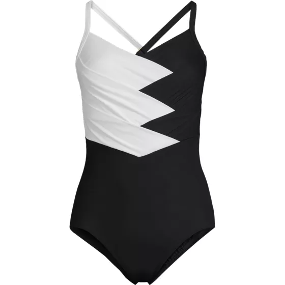 Women's Petite New SlenderSuit Pleated Low Leg One Piece Swimsuit - primary