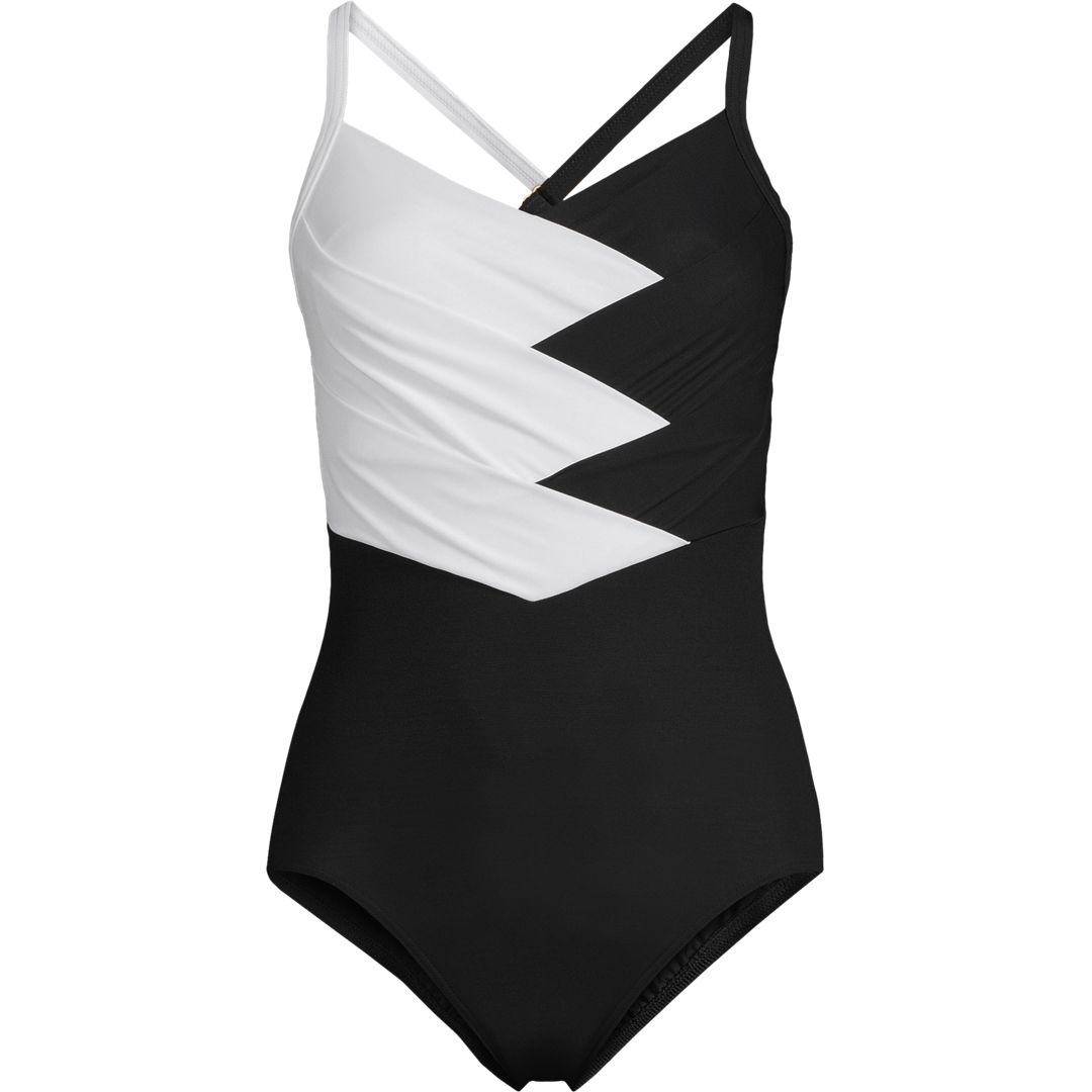 Women's Slender Suit Pleated X-back One Piece Swimsuit