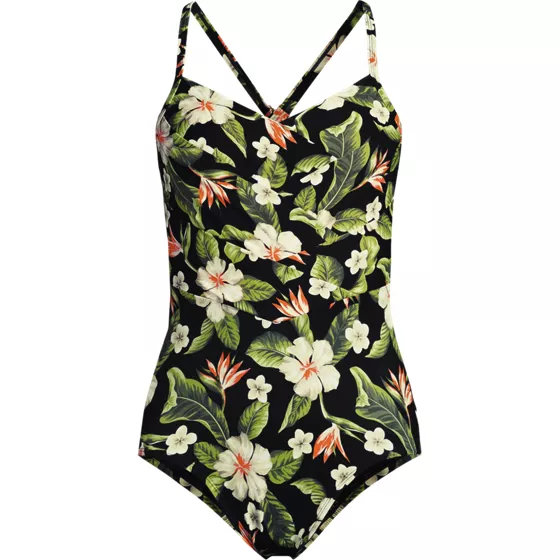 Women's New SlenderSuit Pleated Low Leg One Piece Swimsuit - primary