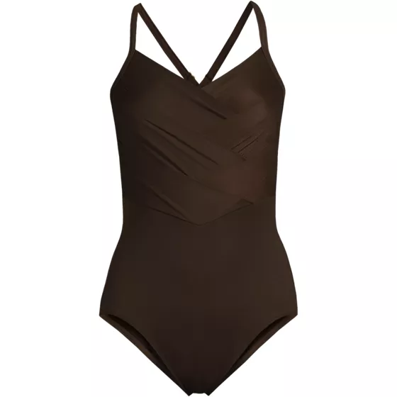 Women's New SlenderSuit Pleated Low Leg One Piece Swimsuit - primary