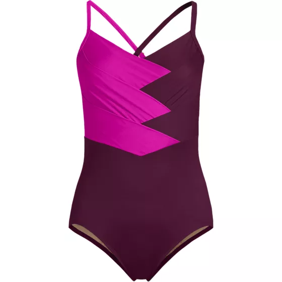 Women's New SlenderSuit Pleated Low Leg One Piece Swimsuit - primary