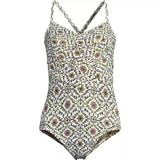 Women's New SlenderSuit Pleated Low Leg One Piece Swimsuit - primary