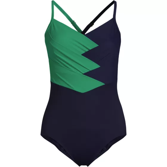 Women's New SlenderSuit Pleated Low Leg One Piece Swimsuit - primary