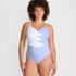 Women's Slender Suit Pleated Low Leg One Piece Swimsuit, Front