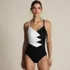 Women's SlenderSuit Pleated Low Leg One Piece Swimsuit, Front