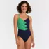 Women's SlenderSuit Pleated Low Leg One Piece Swimsuit, Front