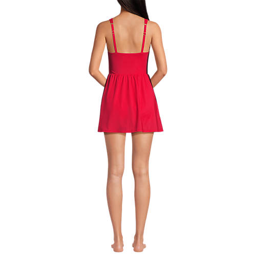 Women's Slender Suit Wrap Mini Swim Dress One Piece Swimsuit - Secondary