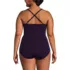 Women's Plus Size New SlenderSuit Pleated Low Leg One Piece Swimsuit, Back