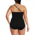 Women's Plus Size New SlenderSuit Pleated Low Leg One Piece Swimsuit, Back