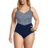 Women's Plus Size SlenderSuit Pleated Low Leg One Piece Swimsuit, Front