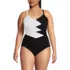 Women's Plus Size New SlenderSuit Pleated Low Leg One Piece Swimsuit, Front