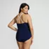 Women's Plus Size New SlenderSuit Pleated Low Leg One Piece Swimsuit, Back