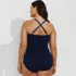 Women's Plus Size New SlenderSuit Pleated Low Leg One Piece Swimsuit, Back