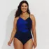 Women's Plus Size New SlenderSuit Pleated Low Leg One Piece Swimsuit, Front