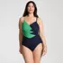 Women's Plus Size New SlenderSuit Pleated Low Leg One Piece Swimsuit, Front