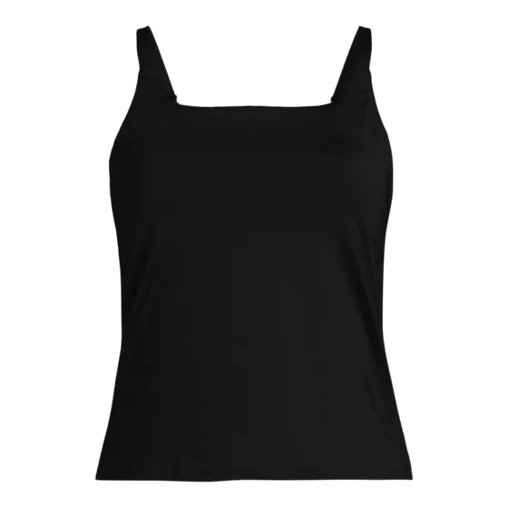 Women's Long Torso Square Neck Tankini Swimsuit Top - primary