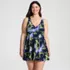 Women's Plus Size New SlenderSuit Wrap Swim Dress Swimsuit Print, Front
