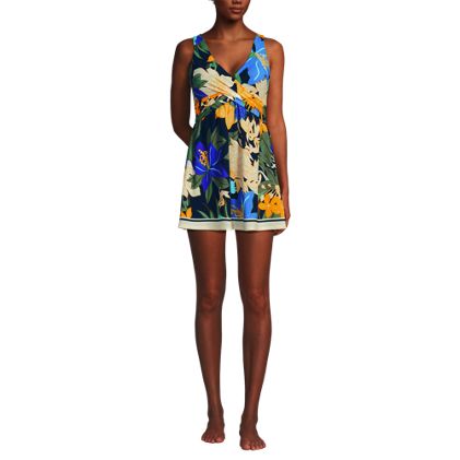 Women's Petite Slender Suit Wrap Swim Dress Swimsuit Print - image 5