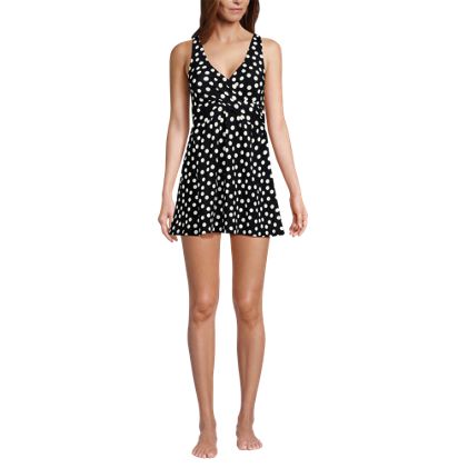 Women's Petite Slender Suit Wrap Swim Dress Swimsuit Print - image 4