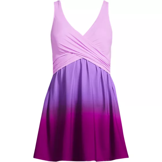 Women's Plus Size New SlenderSuit Wrap Swim Dress Swimsuit Print - primary