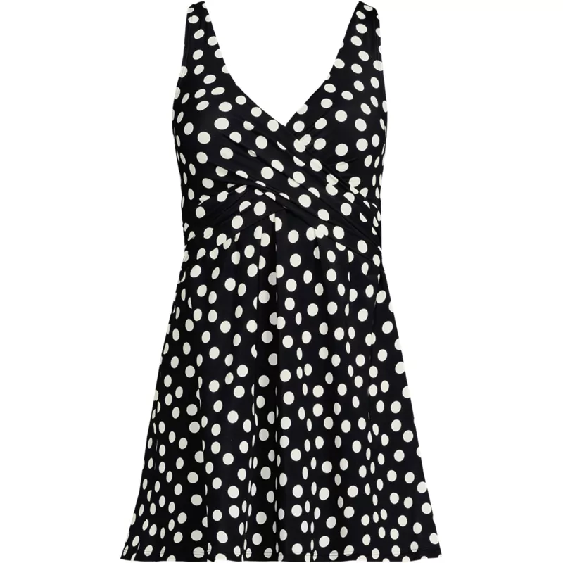 Women's Plus Size New SlenderSuit Wrap Swim Dress Swimsuit Print, Front