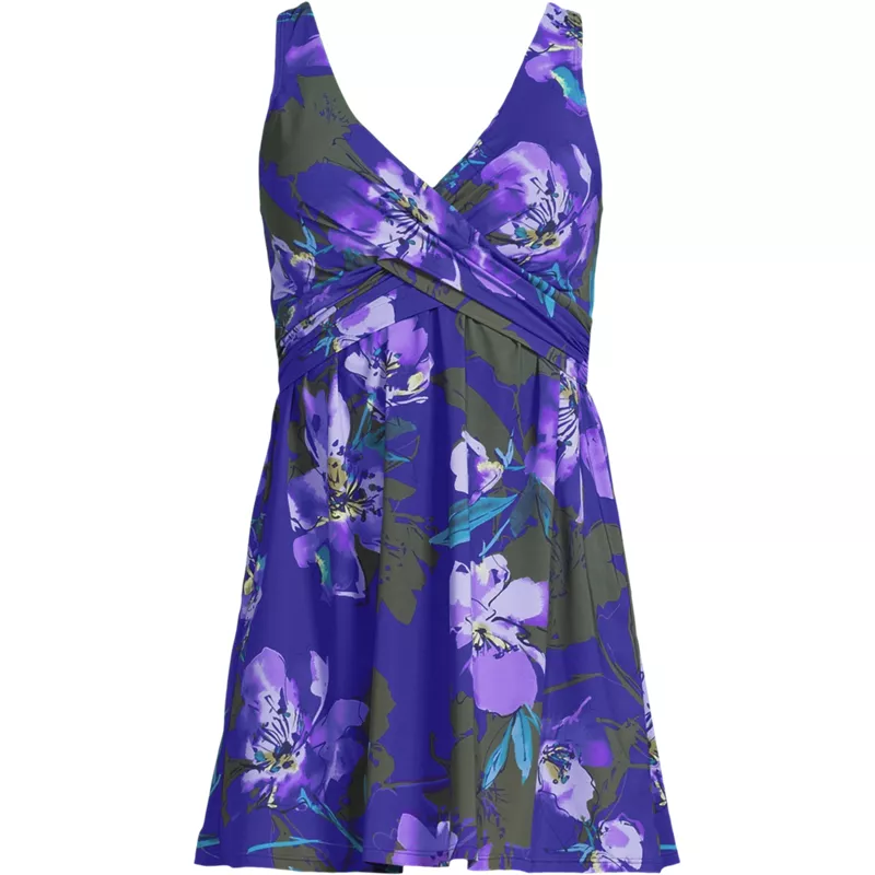 Women's New SlenderSuit Wrap Swim Dress Swimsuit Print, Front