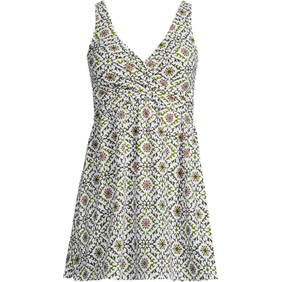 Women's Plus Size New SlenderSuit Wrap Swim Dress Swimsuit Print - primary