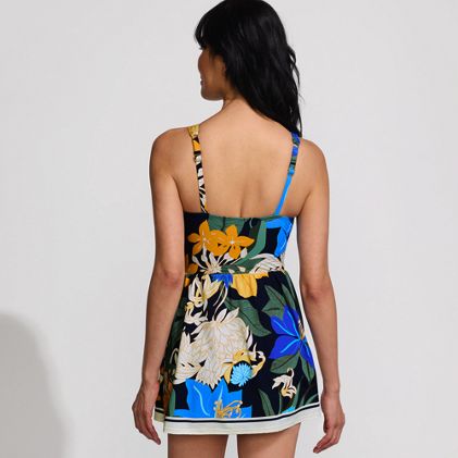 Women's Petite Slender Suit Wrap Swim Dress Swimsuit Print - image 3