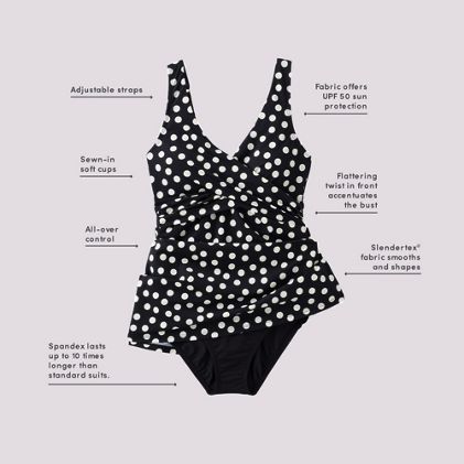 Women's Petite Slender Suit Wrap Swim Dress Swimsuit Print - image 3