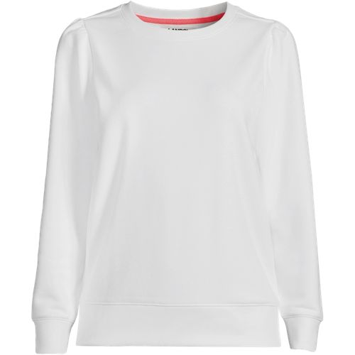  Lands' End Sweatshirt Serious Sweats Mit Puffärmeln, Damen, Größe:48-50 Regular, Weiß, Baumwoll-mischung/polyester-mischung, By Lands' End 