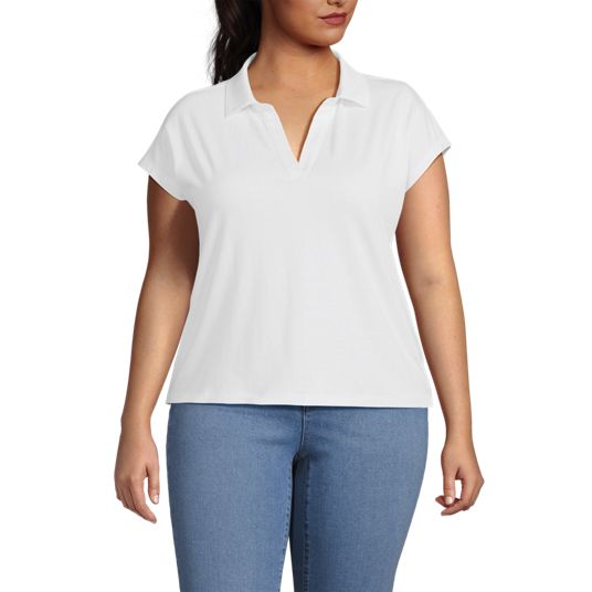 Plus Size White Polo Shirts Lands End