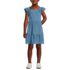 Girls Smocked Flutter Sleeve Gauze Tank Dress, Front